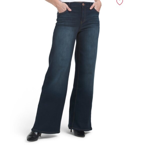 NEW 1822 DENIM Drawstring Denim Trouse Wide Leg  for women Rinse 7252j1 - Picture 1 of 4